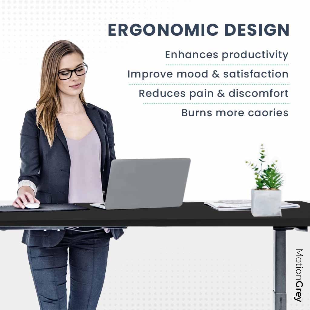 Adjustable L Shaped Electric Standing Desk with Black Frame V929