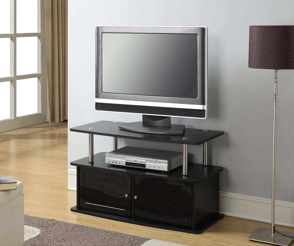 Gray TV Stand with 2 Storage Cabinets and Shelf D783149