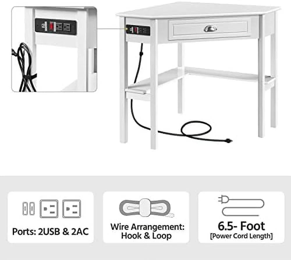 L Shaped Corner Computer Desk with Power Outlets G23282