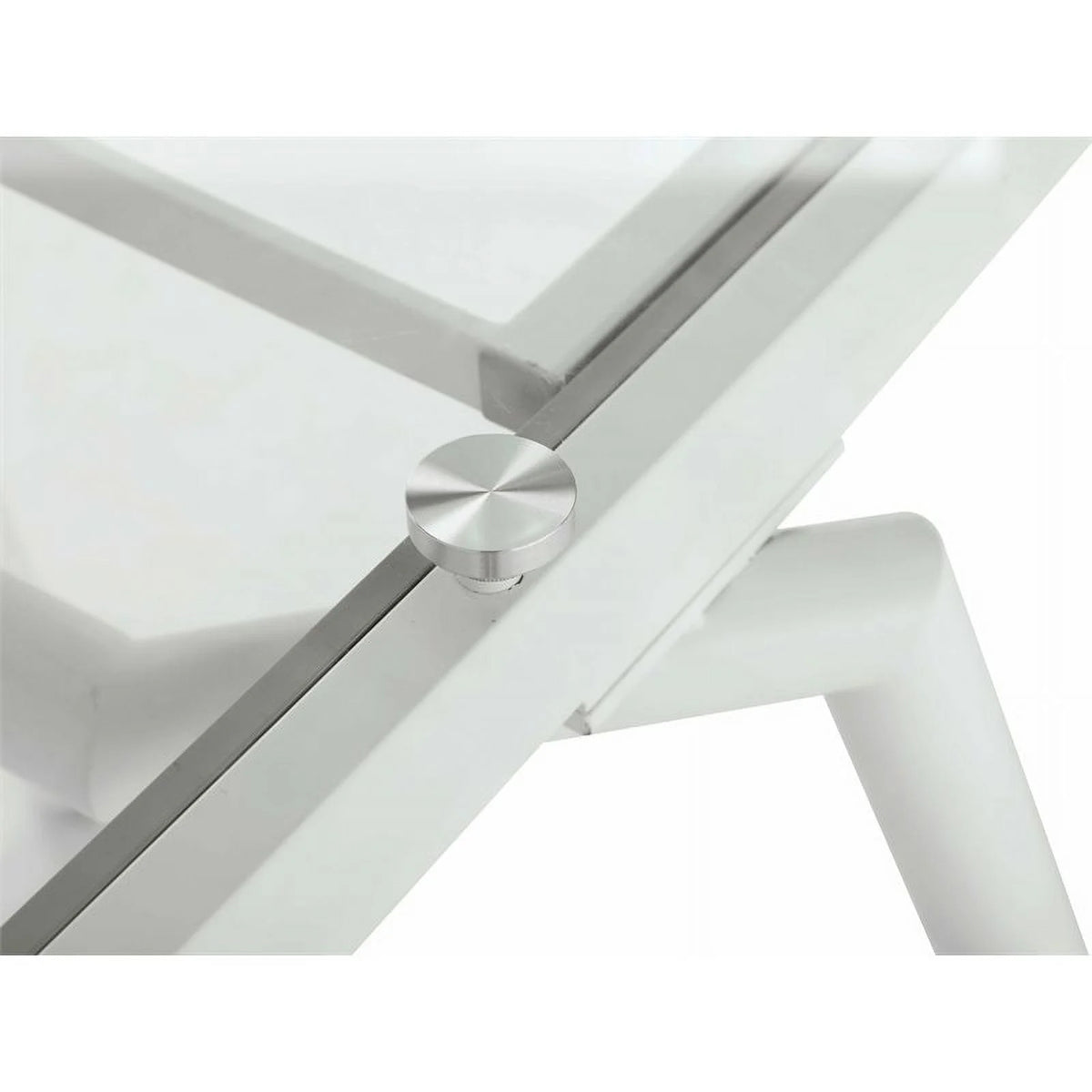 63" Rectangular Steel and Glass Extendable Dining Table in White H856
