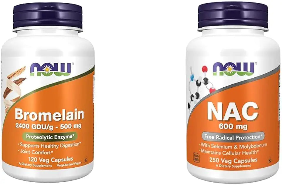 Bromelain 500 mg 120 Veg Capsules & NAC 600 mg 250 Veg Capsules Q119601
