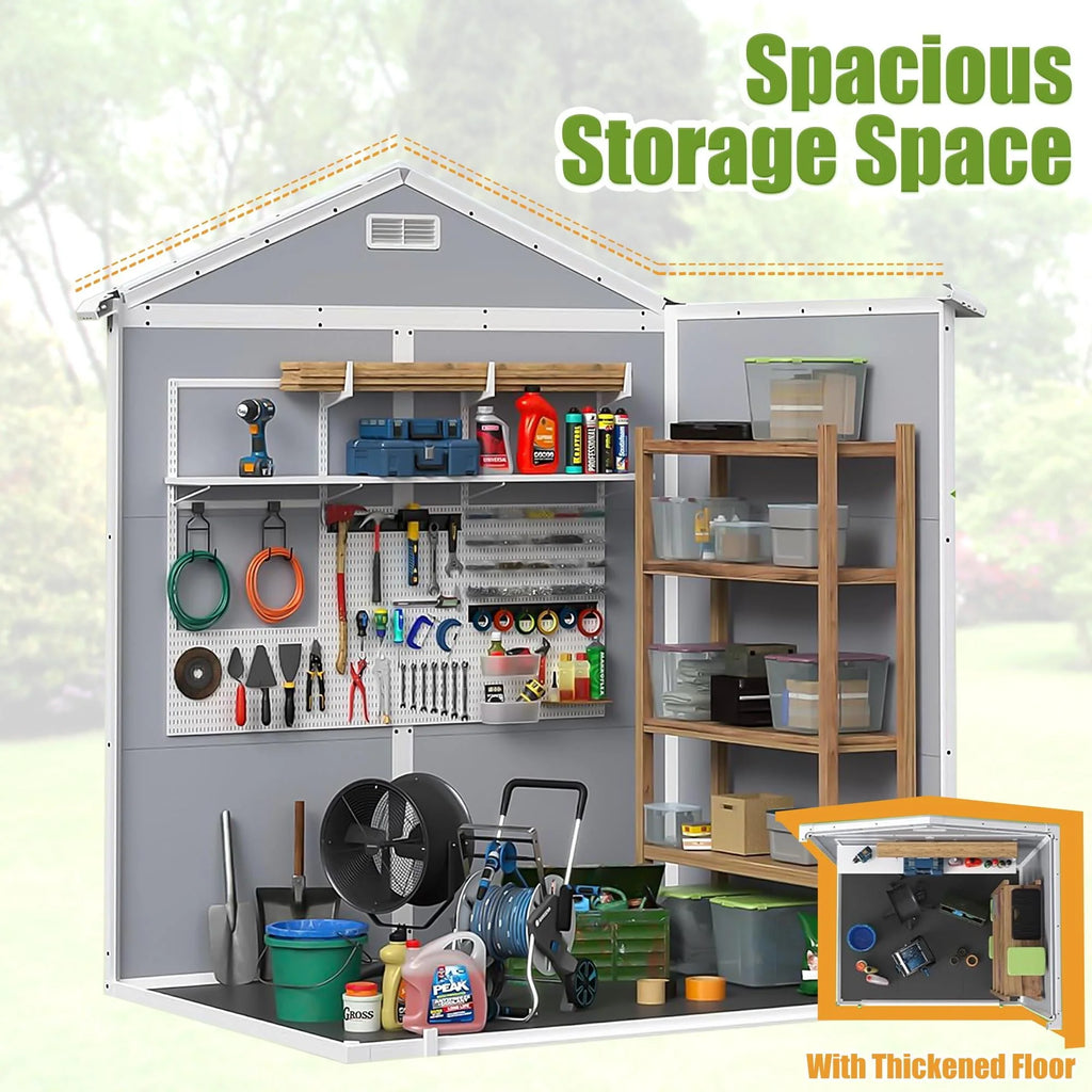 6' x 4.4' Plastic Outdoor Storage Shed with Reinforced Floor I6653