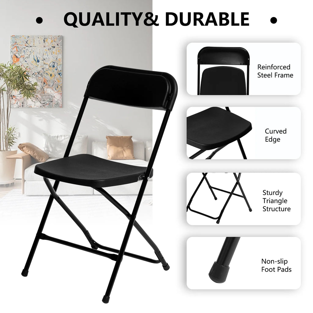 6 Pack White Plastic Folding Chairs 350lb Capacity Stackable R603249