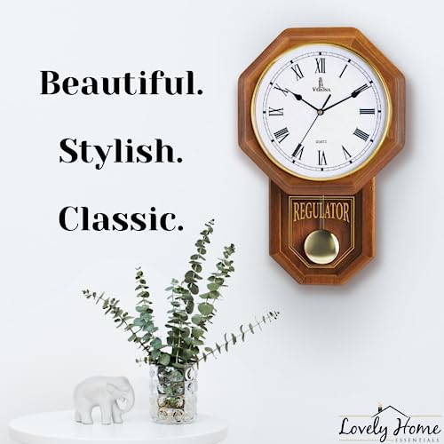 Wooden Pendulum Wall Clock Battery Operated Y397