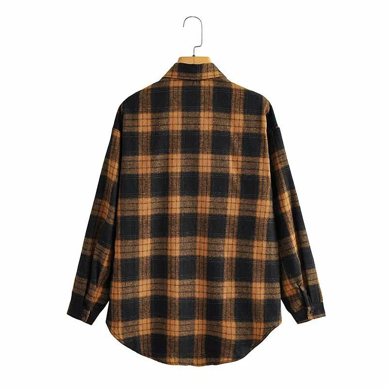 Multi Colored Cotton Plaid Flannel Shacket B73687