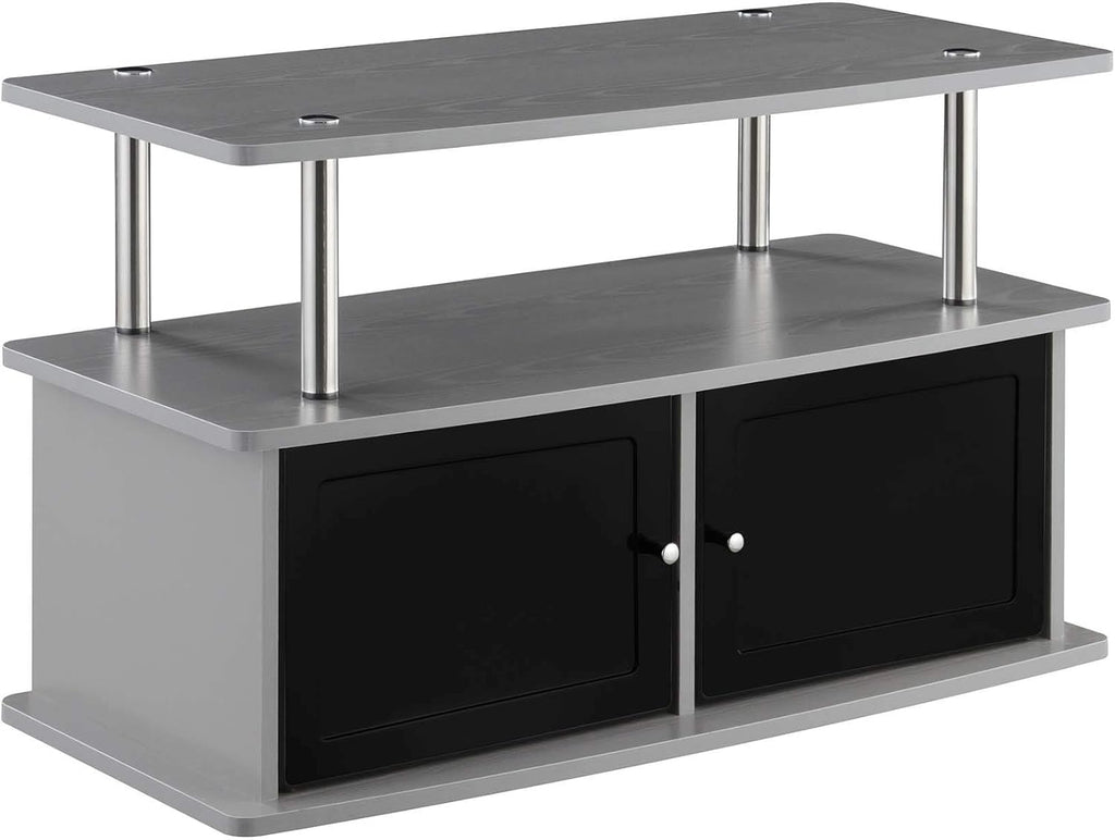 Gray TV Stand with 2 Storage Cabinets and Shelf D783149