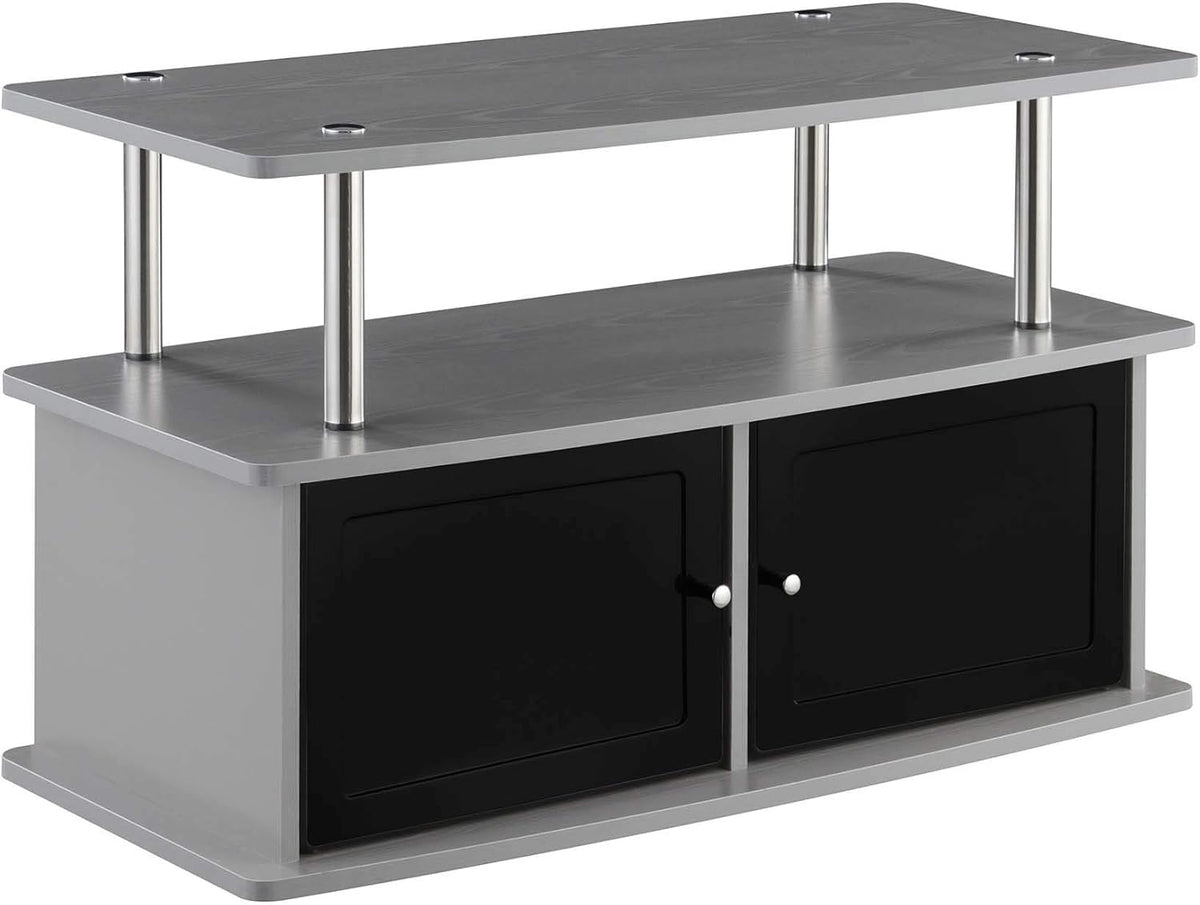 Gray TV Stand with 2 Storage Cabinets and Shelf D783149