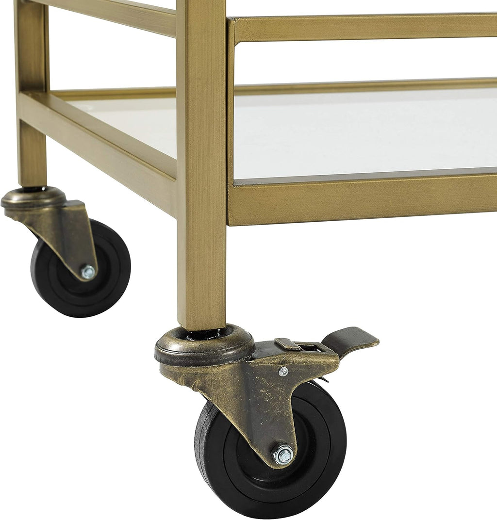 Gold and Glass Rolling Bar Cart E126