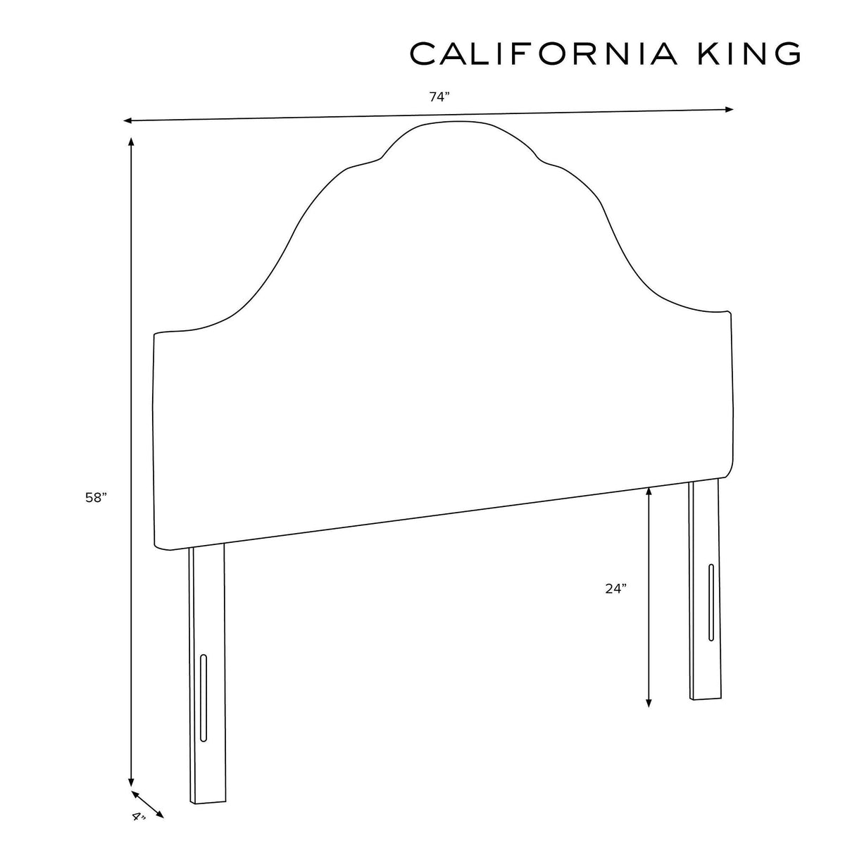 California King Black & White Floral Arched Headboard I951794