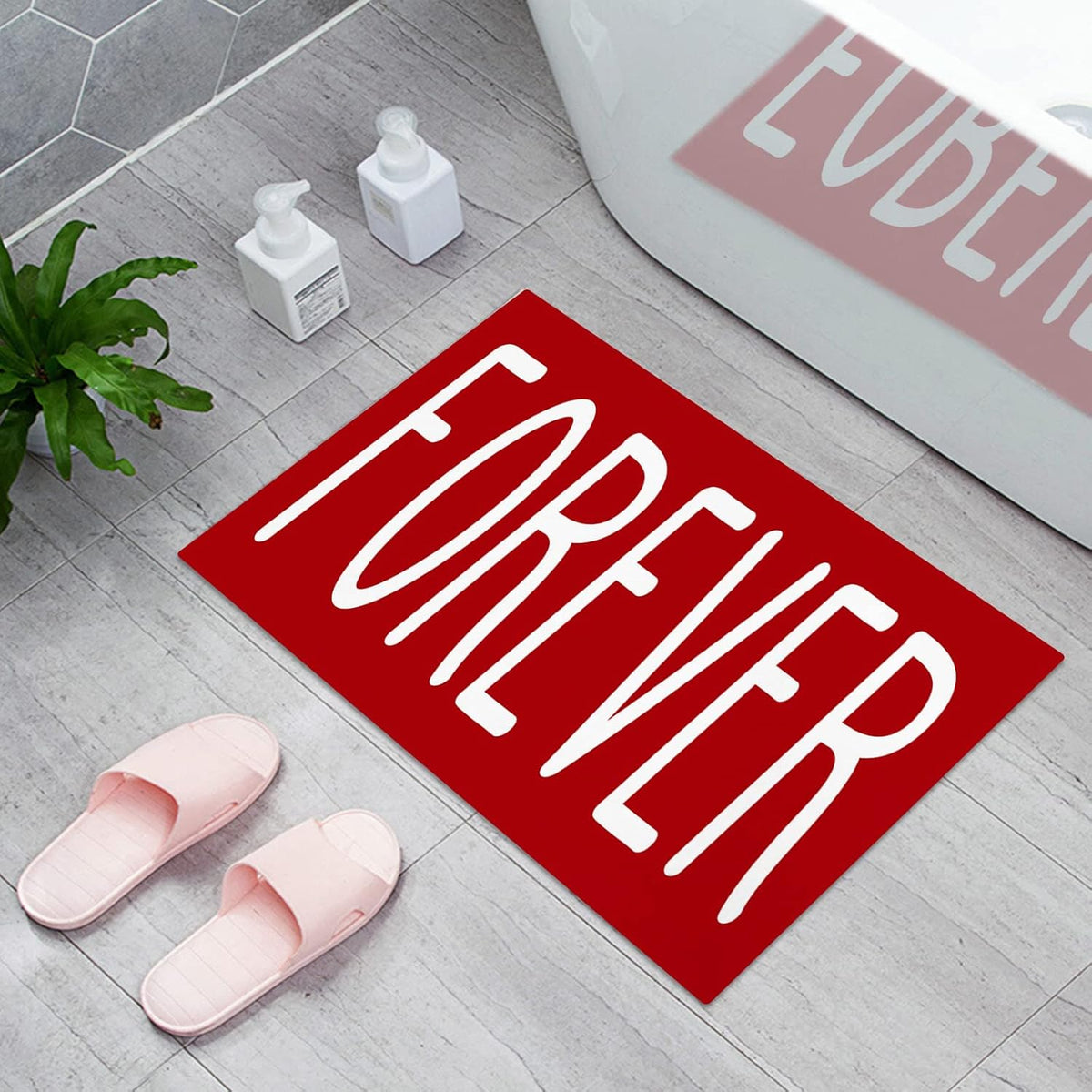 White Quote on Red Non Slip Door Mat Y5784