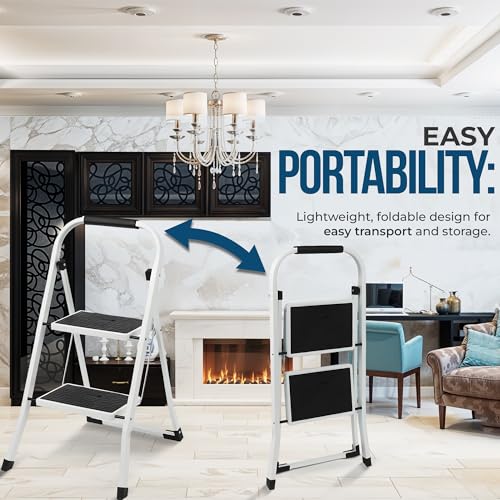 2 Step Ergonomic Foldable Step Stool 350 LBS Capacity M155