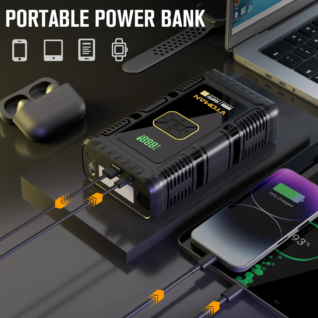 Portable Car Jump Starter with Air Compressor and 150PSI Tire Inflator M148779