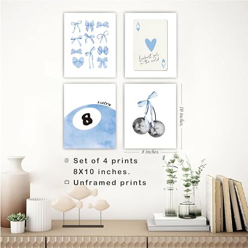 Pink Coquette Preppy Wall Art Prints Set of 4 B426