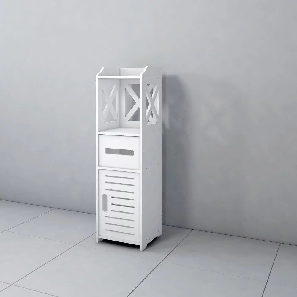 White Single Door 2-Tier Bathroom Floor Cabinet L93004