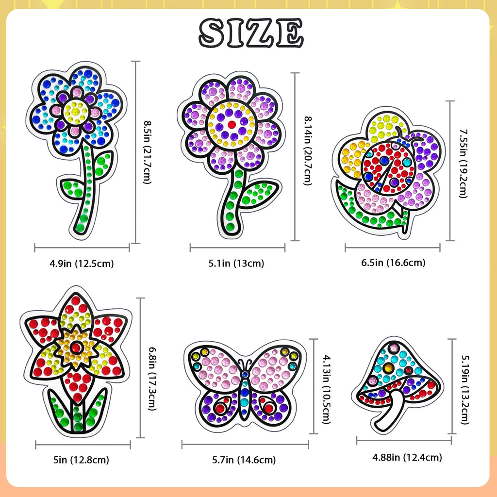 6 Sheets Gem Art Diamond Painting Kits for Kids E842
