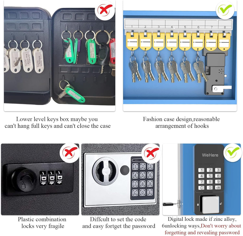 Key Lock Box 16 Keys Metal Wall Mount Digital Combination Lock Box Pack of 2 T799