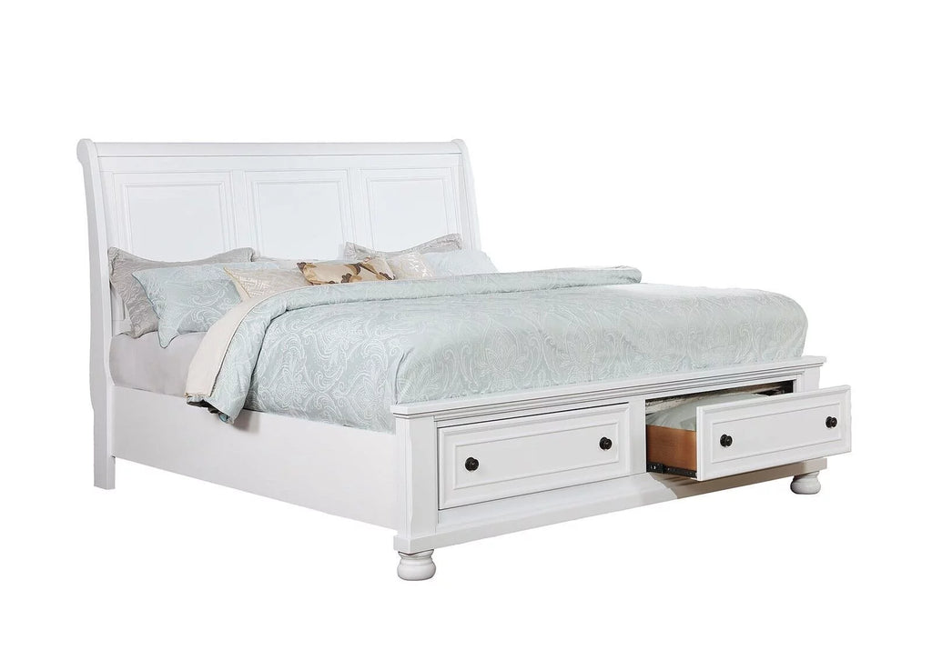 California King Size White Storage Bed L6835