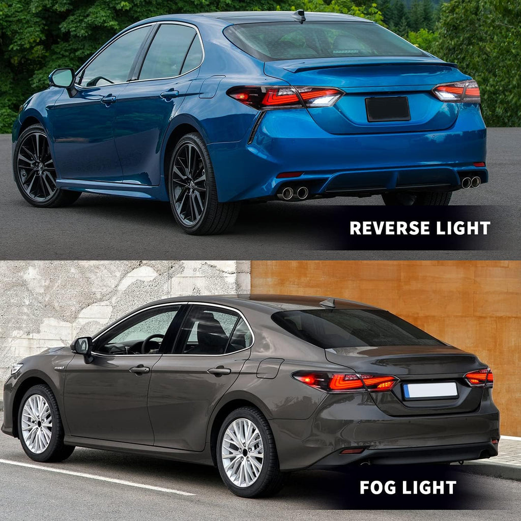 Full LED Tail Lights Assembly for Toyota Camry 2018-2021, Sequential Turn Signal, Transparent, Pair R295999