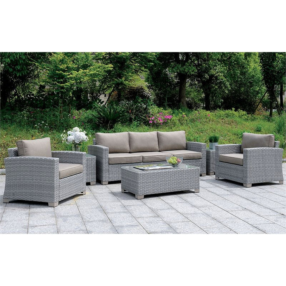 Gray Rattan Wicker Patio Sofa Z546243