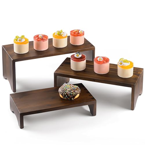 Acacia Wood 3 Tier Display Stands Set of 3 H8215