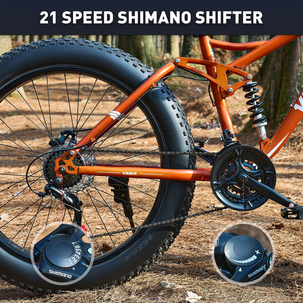 26 Mountain Bike 21 Speed Full Suspension Fat Tire Orange O170176