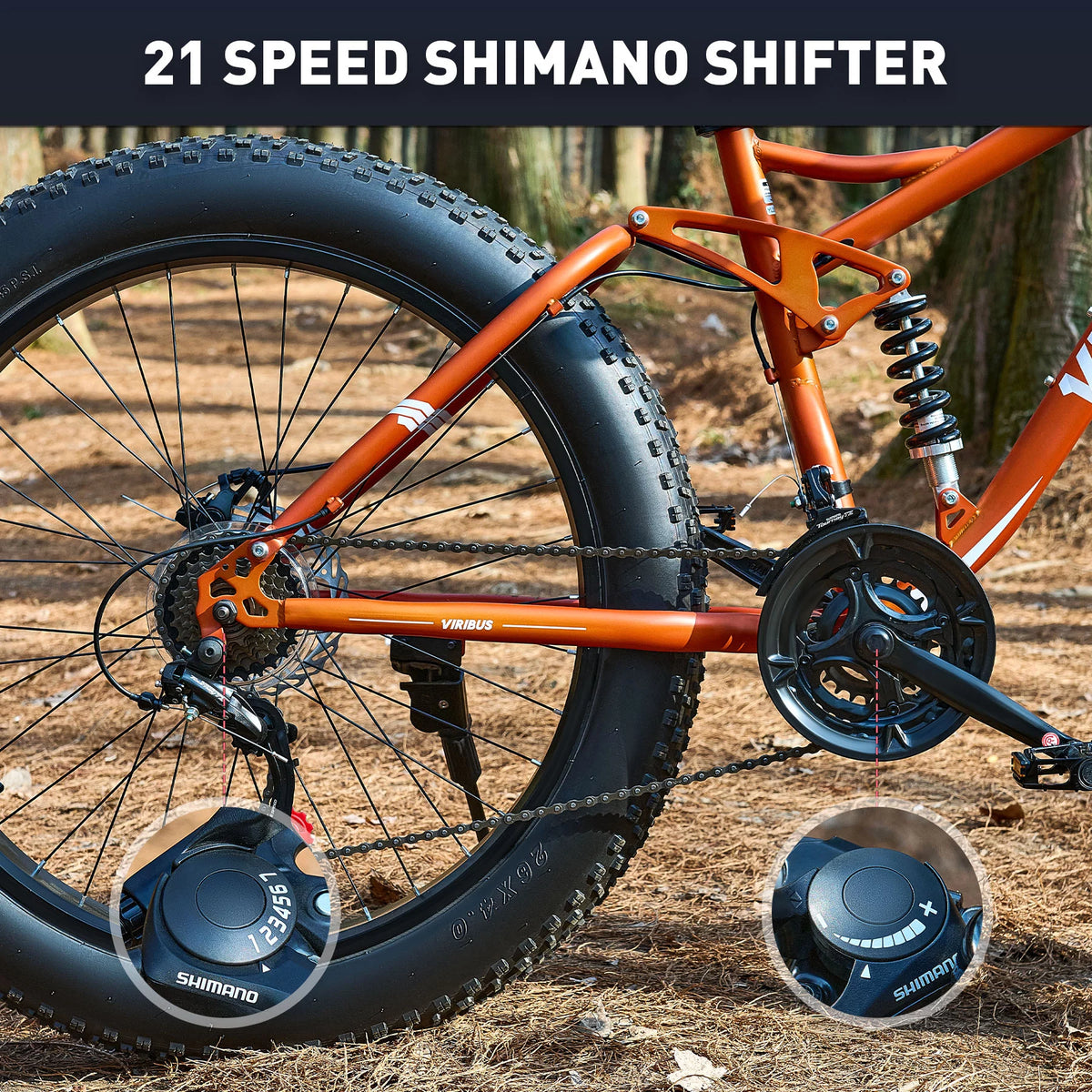 26 Mountain Bike 21 Speed Full Suspension Fat Tire Orange O170176