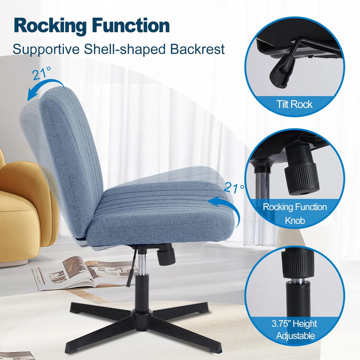 Brown Height Adjustable Armless Leather Accent Chair L92808