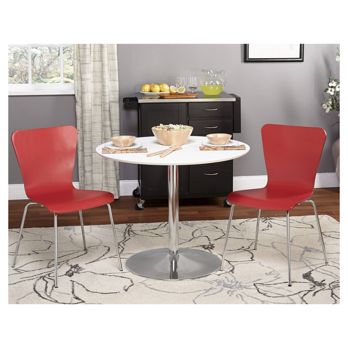 White Red 3 Piece Dining Set Z2911