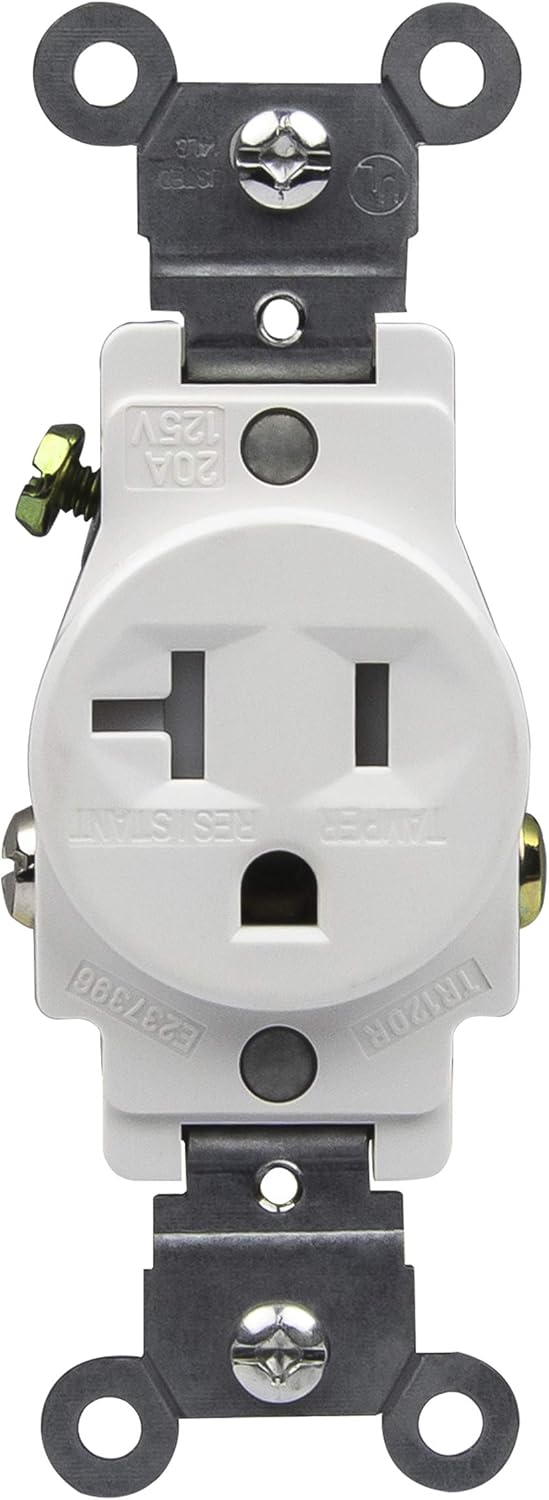 20 Amp 250V Duplex Receptacle, White, Pack of 2 R265231