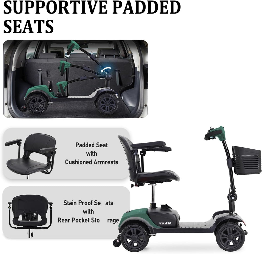 Green 4 Wheel Folding Electric Mobility Scooter with Seat V62253