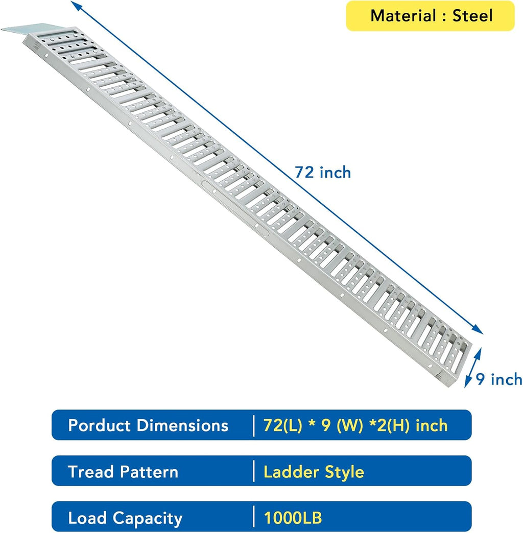 Silver Anti-Slip ATV Ramp Set of Two, 1500 lbs Capacity F773954