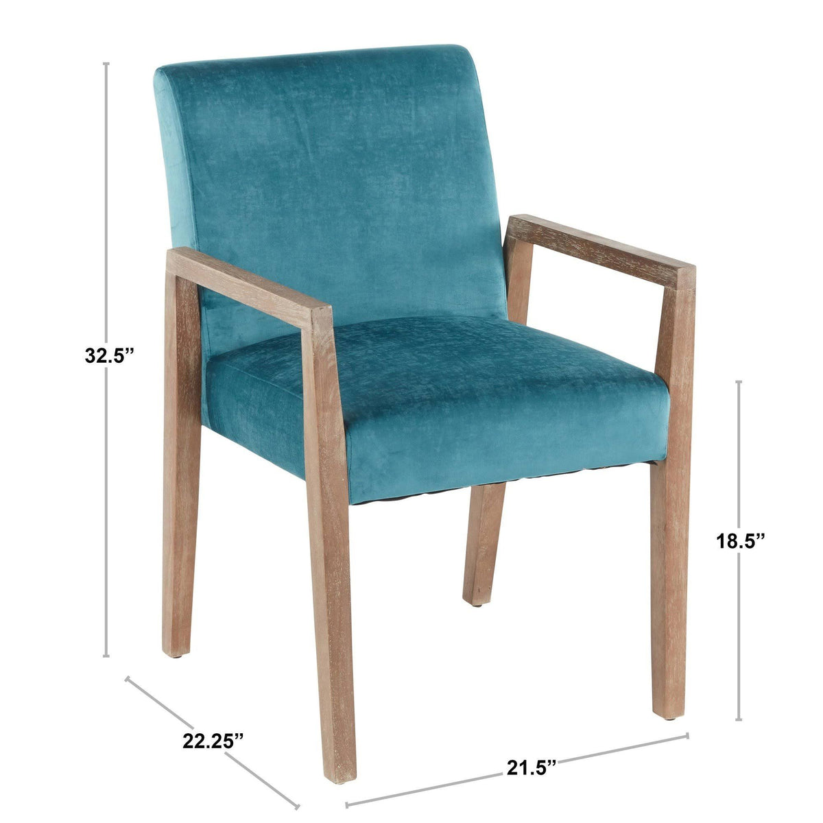 Teal Fabric and Black Wood Arm Chair Set of 2 I720084