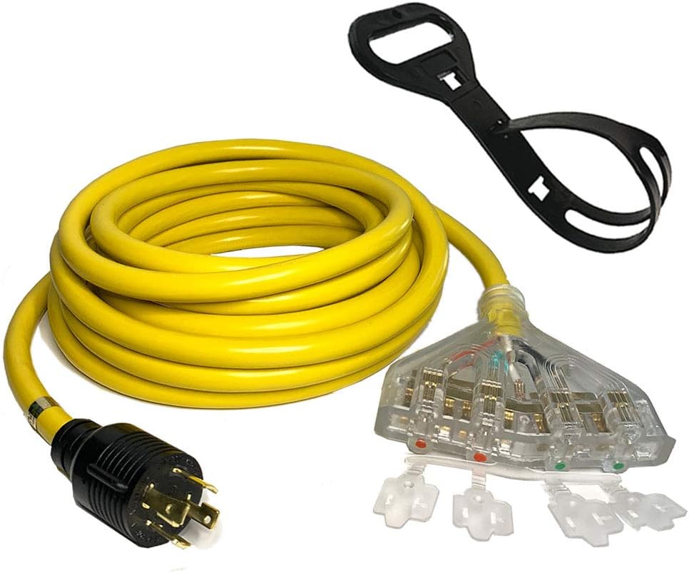 40Ft L14-30P to Four 5-20R 30 Amp Generator Power Cord W12280