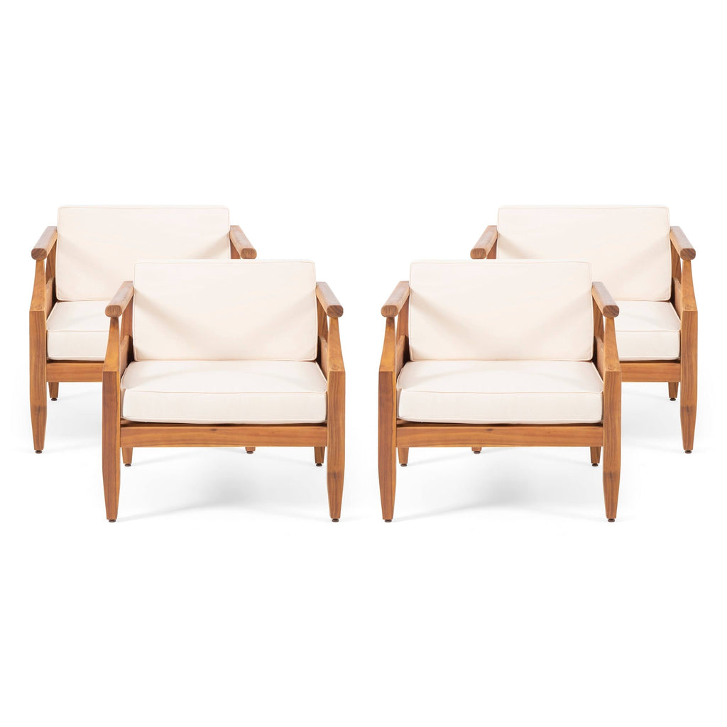 Acacia Wood Club Chair with Cushion Set of 4 N6575