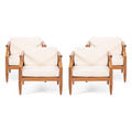 Acacia Wood Club Chair with Cushion Set of 4 N6575