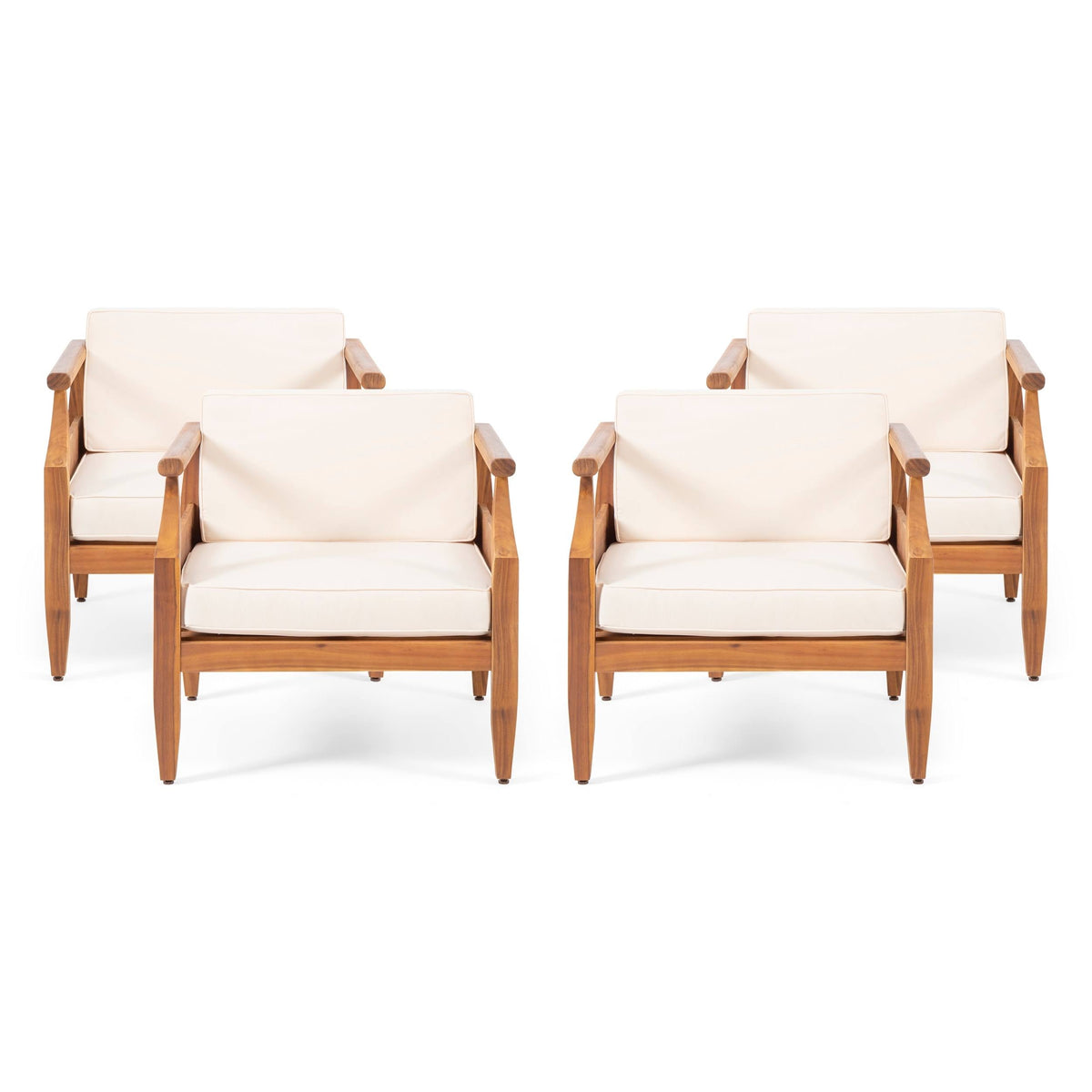 Acacia Wood Club Chair with Cushion Set of 4 N6575