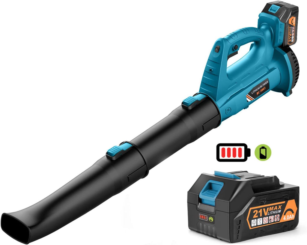 Cordless Leaf Blower, 320 CFM 150 MPH 4.0Ah Battery Powered with Battery and Charger F954