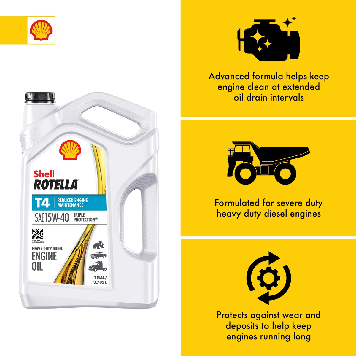15W-40 Diesel Motor Oil, 1-Gallon, 3 Pack C379