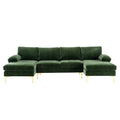 Velvet Sectional Sofa with Golden Metal Legs G268