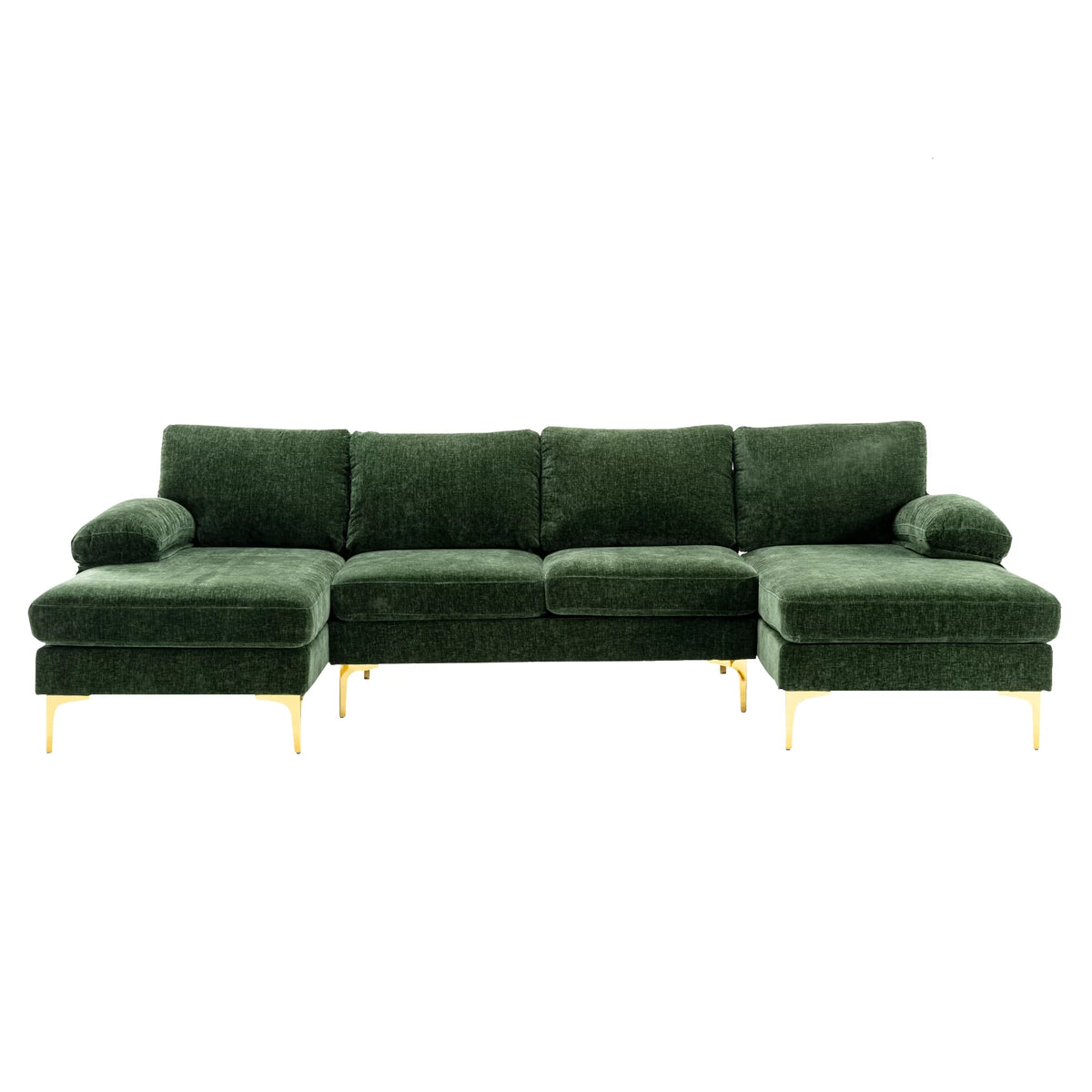 Velvet Sectional Sofa with Golden Metal Legs G268