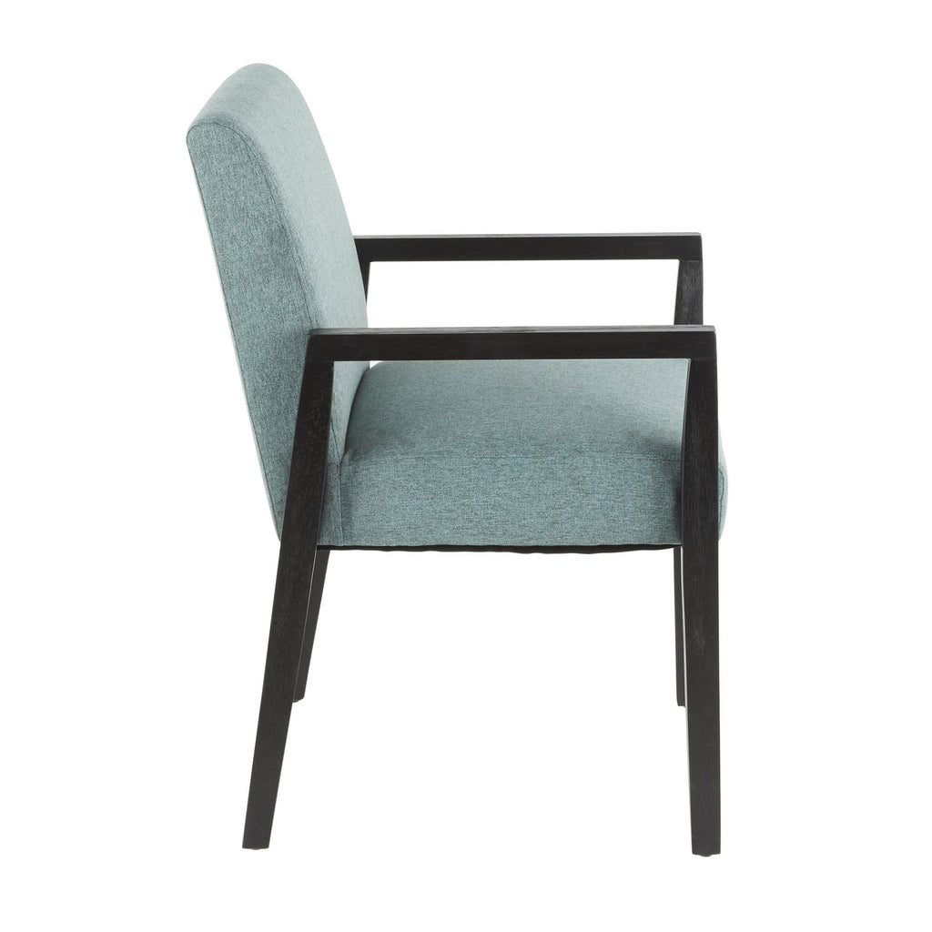 Teal Fabric and Black Wood Arm Chair Set of 2 I720084