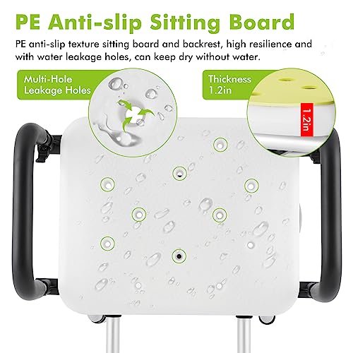 Swivel Shower Chair with Armrests and Back Padded Seat Adjustable Height K12771
