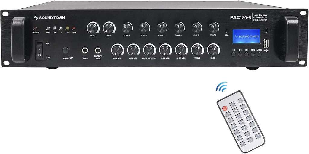 360W 6-Zone 70V/100V Commercial Power Amplifier with Bluetooth T1321