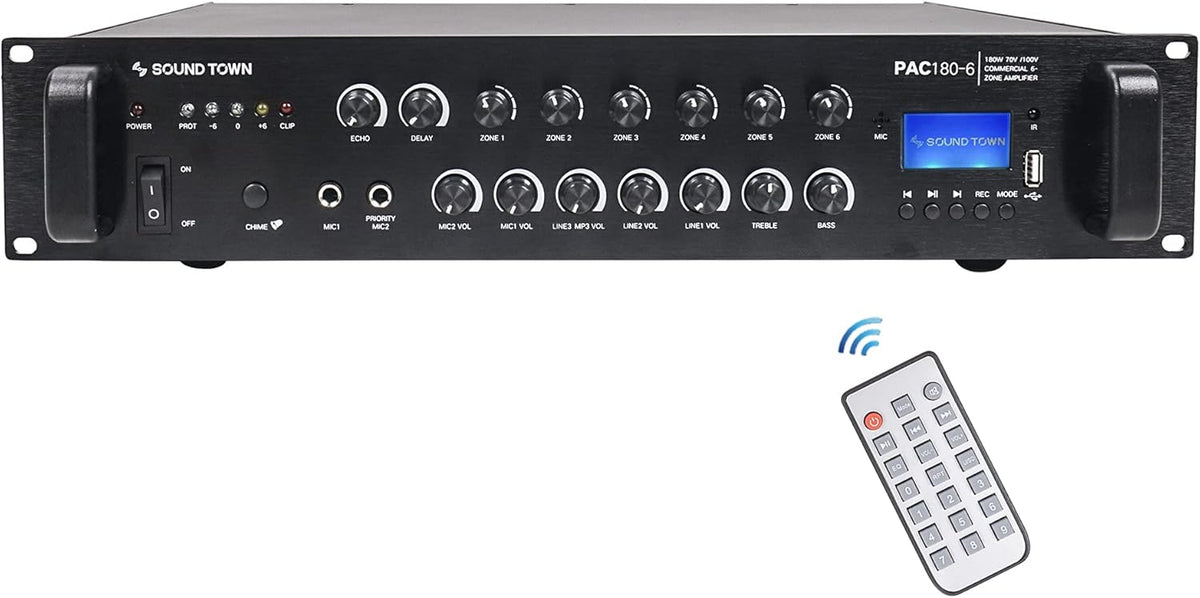 360W 6-Zone 70V/100V Commercial Power Amplifier with Bluetooth T1321