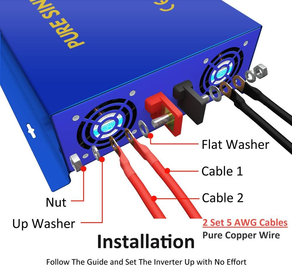 3000W Pure Sine Wave Power Inverter 12V DC to AC 120V W890