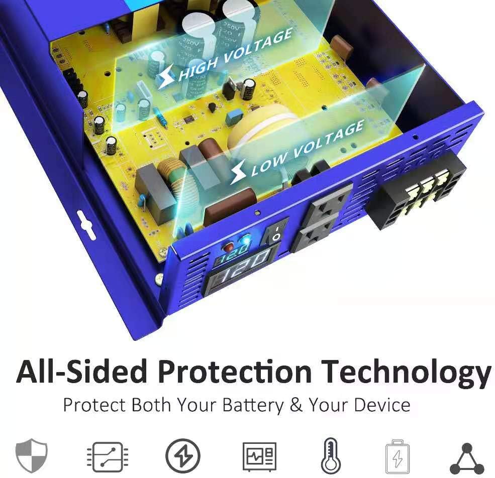 3000W Pure Sine Wave Power Inverter 12V DC to AC 120V W890