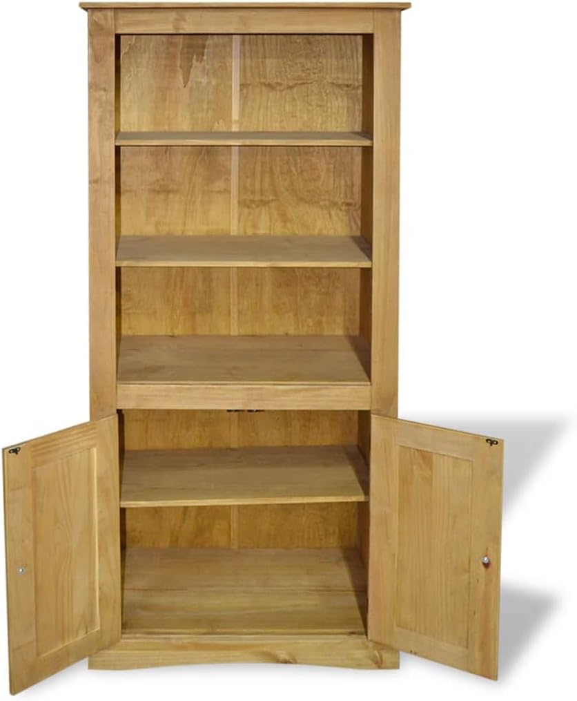 Mexican Pine Cupboard with 3 Open Shelves and 1 Cabinet with 2 Shelves, 31.5"x15.7"x66.9" U305