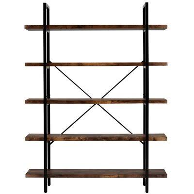 5-Tier Rustic Wood and Metal Bookcase Z8921