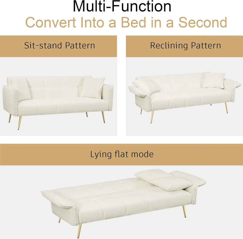 Convertible Double Futon Sofa Bed with Folding Armrests S130782
