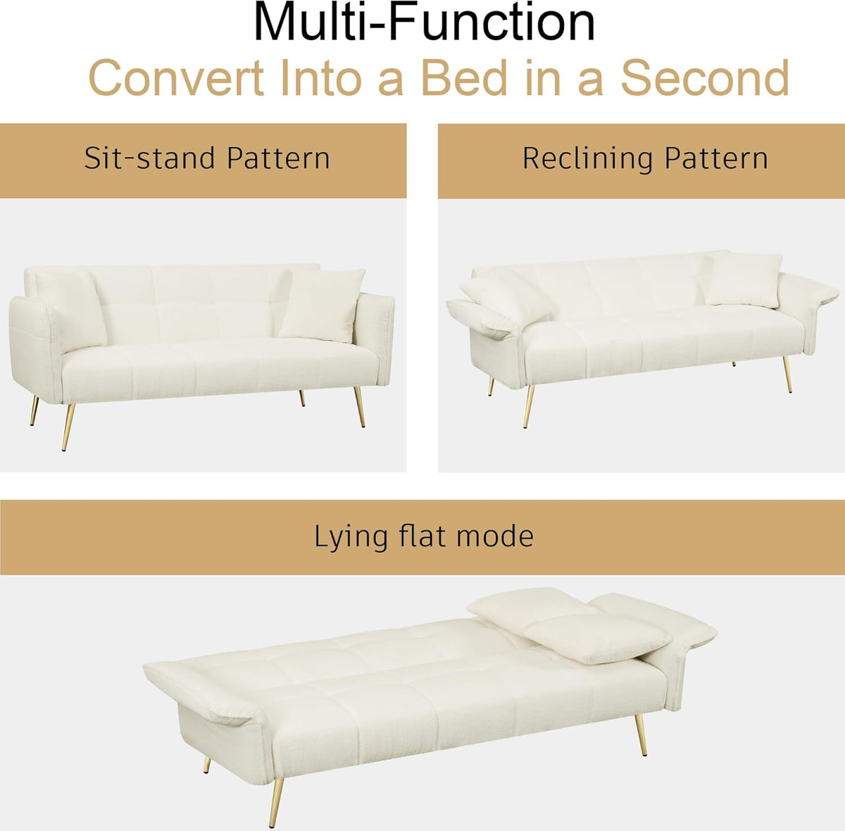 Convertible Double Futon Sofa Bed with Folding Armrests S130782
